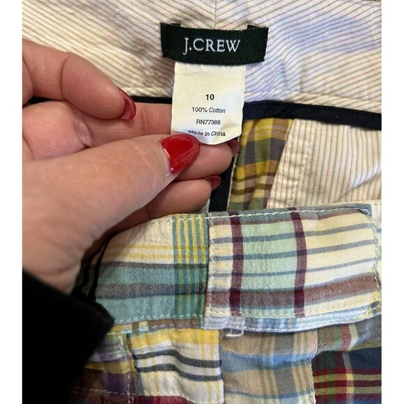 J Crew Womens Skirt Madras Plaid Patchwork Vintage Mini Skirt Y2K Preppy Size 10 - Picture 4 of 5
